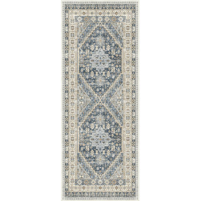 Medallion Non Slip Washable Area Rug(Blue)
