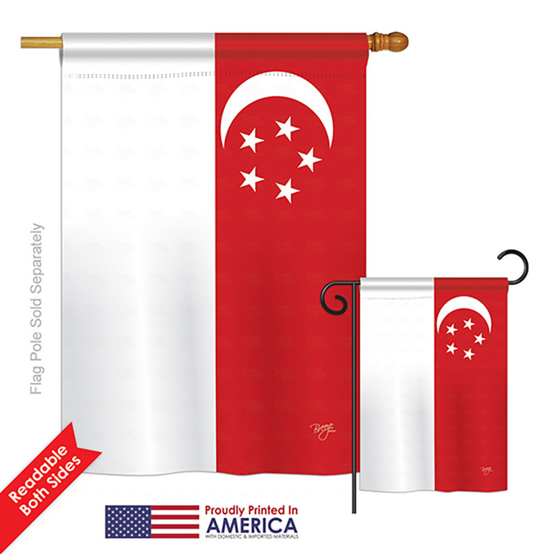 Drapeau de polyester vertical décoratif à 2 côtés singapour of the world