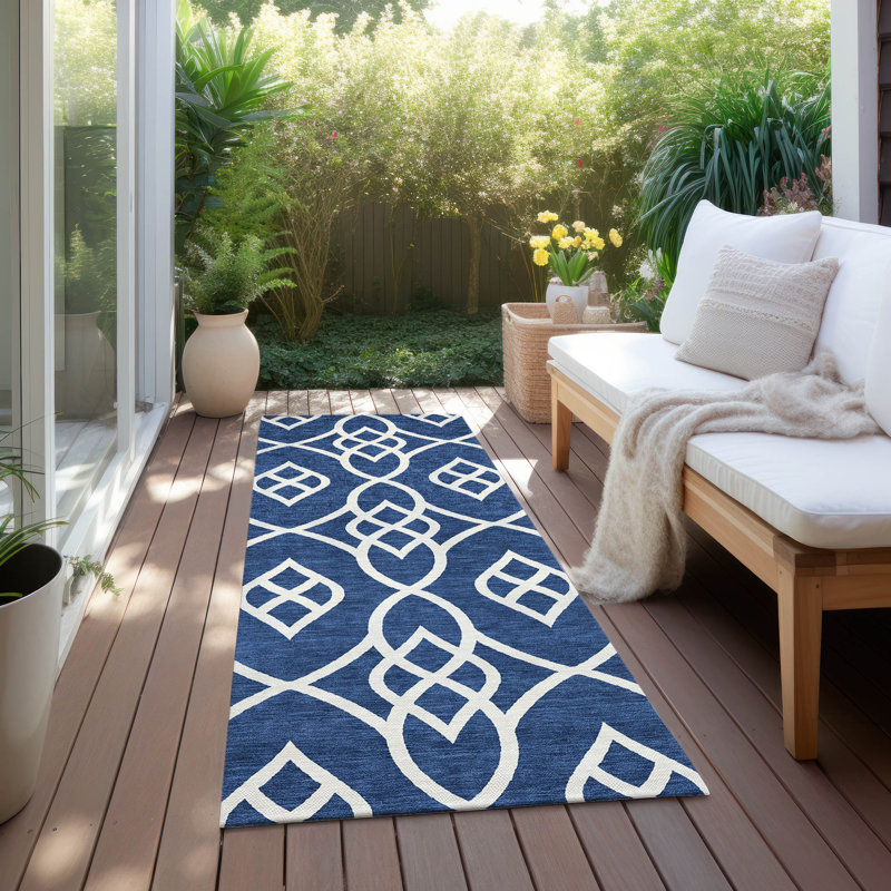 Malek Indoor/Outdoor Area Rug with Non-Slip Backing, Runner 2'3" x 7'6"