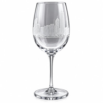 Verre à whisky/vin Old Fashioned gravé de la ligne d'horizon de Chicago - Cadeau haut de gamme pour anniversaire ou entreprise