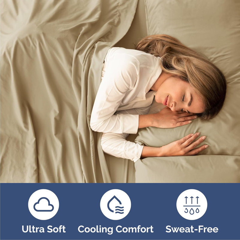 Premium Cooling, Soft & Wrinkle Free Sheet Set - Ultra Soft & Premium Hotel Luxury Bed Sheet Set, Beige