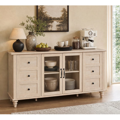 Buffet de porte en verre de 58 po avec tablettes réglables Scarlett