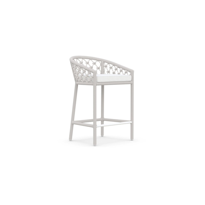 Amelia Patio Bar Stool with Cushion, 28.35" H, Sand