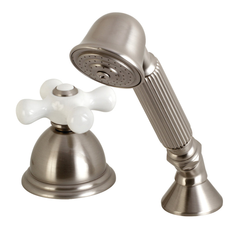 Kingston Brass Vintage Deck Mount Hand Shower with Diverter for Roman Tub Faucet, Brushed Nickel