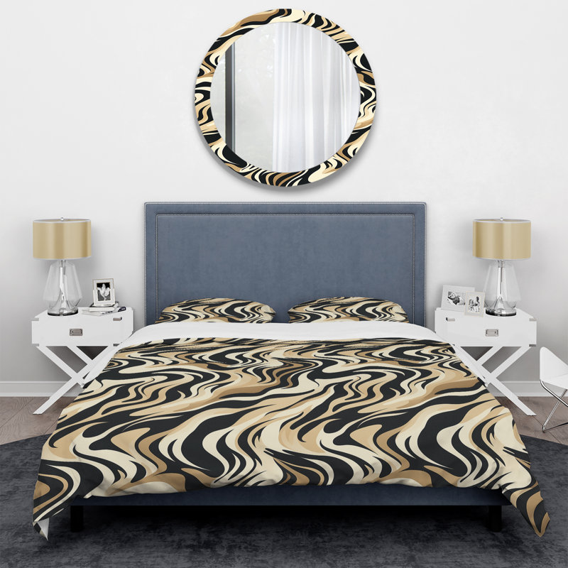 Ensemble de housse de couette Mocha Zebra Stripes, Housse de couette pour très grand lit et 2 très