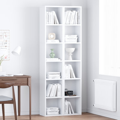 Trammell 6-Tier Open Tall Skinny Bookshelf, Floor Standing Bookcase Storage Shelves