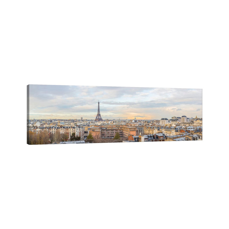 Paris Eiffel Tower Panorama 1 Piece Wrapped Canvas Panoramic Wall Art, 182.88 cm H x 60.96 cm W