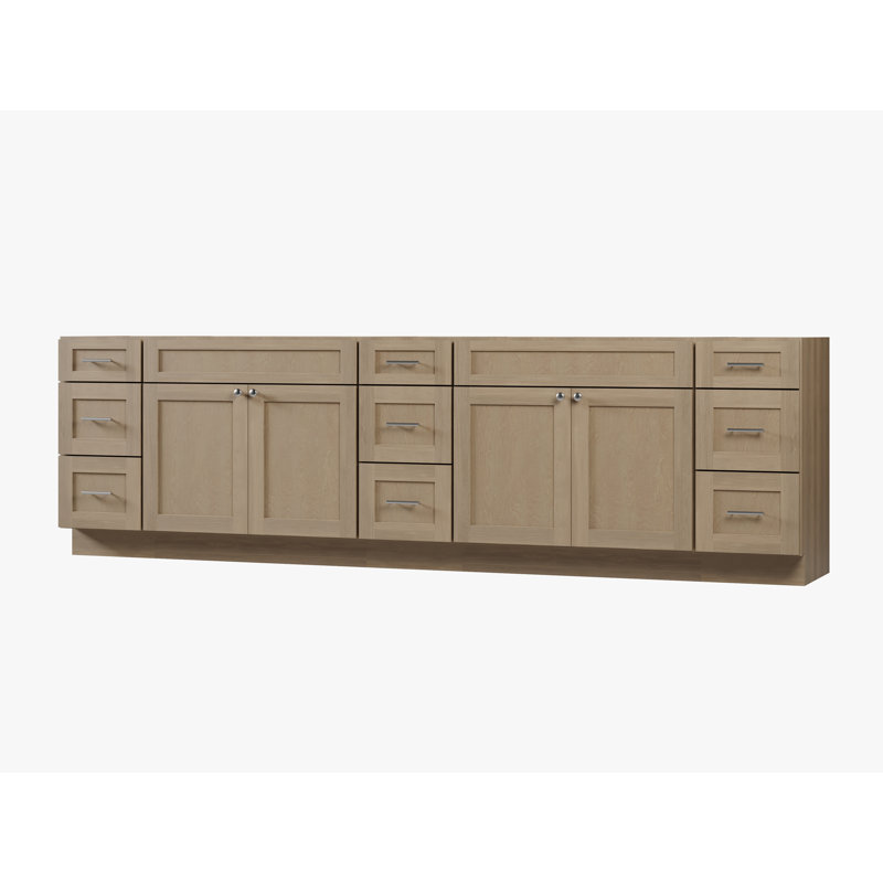 117'' Double Bathroom Vanity Base only, Natural Oak