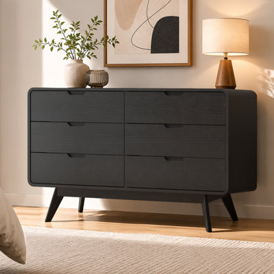 6-Drawer Dresser 47.2"W Double Dresser With Rounded Edges,Bedroom Dresser,Wooden Chest Of Drawers