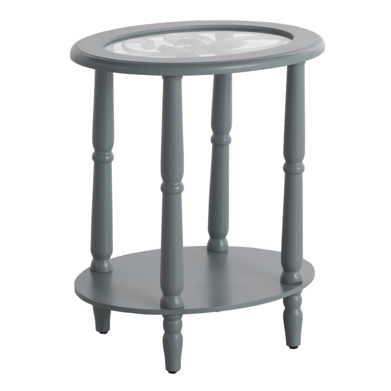 Aymen Glass Top End Table