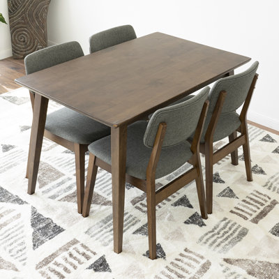 Travolta 5-Piece Mid-Century Modern Dining Set With 4 Fabric Dining Chairs In Gray -  Corrigan Studio®, BFD5CD6CBC614127B82F39533177BF70