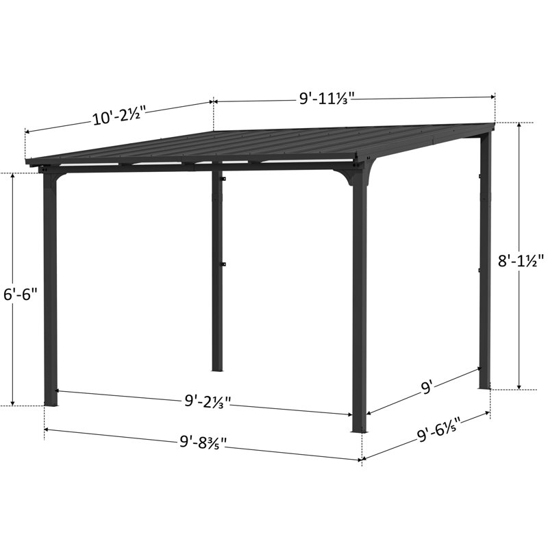 Belmont Lean To Outdoor Patio Gazebo With Steel Slope Roof,EROMMY Hardtop Wall Mounted Metal Frame Pavilion