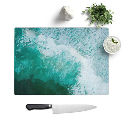 Tempered Glass Patterns of the Ocean in Brazil Chopping Board