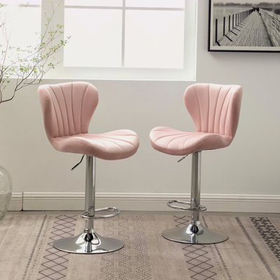 Upholstered Adjustable Swivel Barstools, Set Of 2