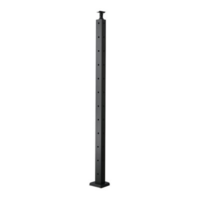 Cable Railing Post, 42x1x2 Inch Corner Railing Post, with L-Shaped Pre-Drilled Holes, Stainless Steel Cable Rail Post with Horizontal and Curved Bracket, 1-Pack, Black, 1JZLGZXHS10607YXO001V0