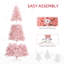 500 lumières à DEL blanc chaud, arbre de Noël artificiel 7,5 pi, rose, arbre des fêtes 7,5 pi, espace pour