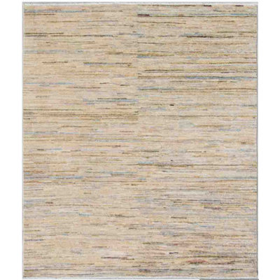 Rectangle 121 cm x 140 cm Geometric Hand Knotted Area Rug