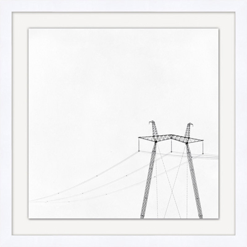Power Line 1 Print by Thom Filicia, White Frame, Mat White, 26" H x 26" W x 1.25" D