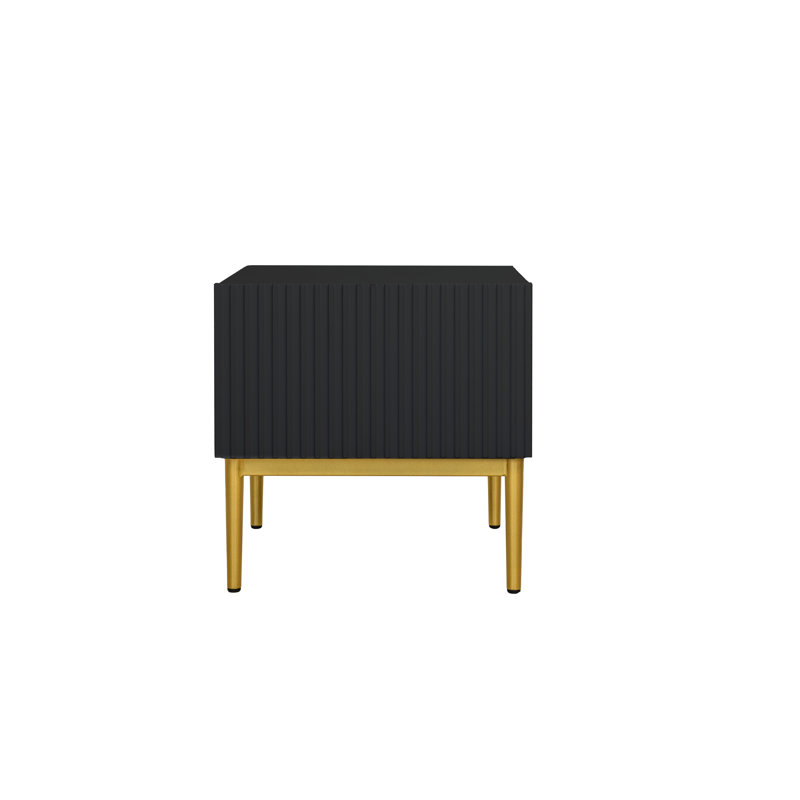 Alantra 46cm W Laminate Bedside Table, Black/Gold
