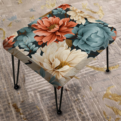 Farmhouse Blue And White Floral Gardens - Floral Rectangle Ottoman
