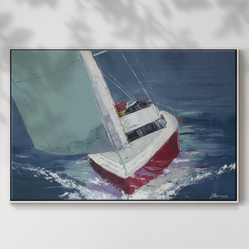 Day Sailing, reproduction d'art sur toile, H 17 po x l 25 po x P 2 po, Toile encadrée flottée blanche