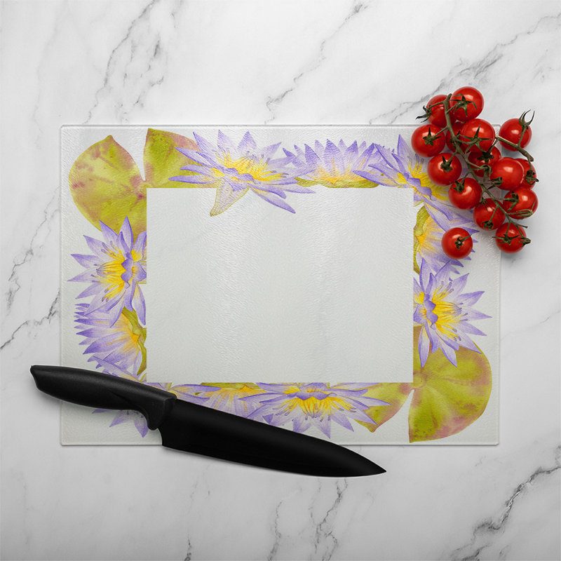 Flowers Glass Chopping Board