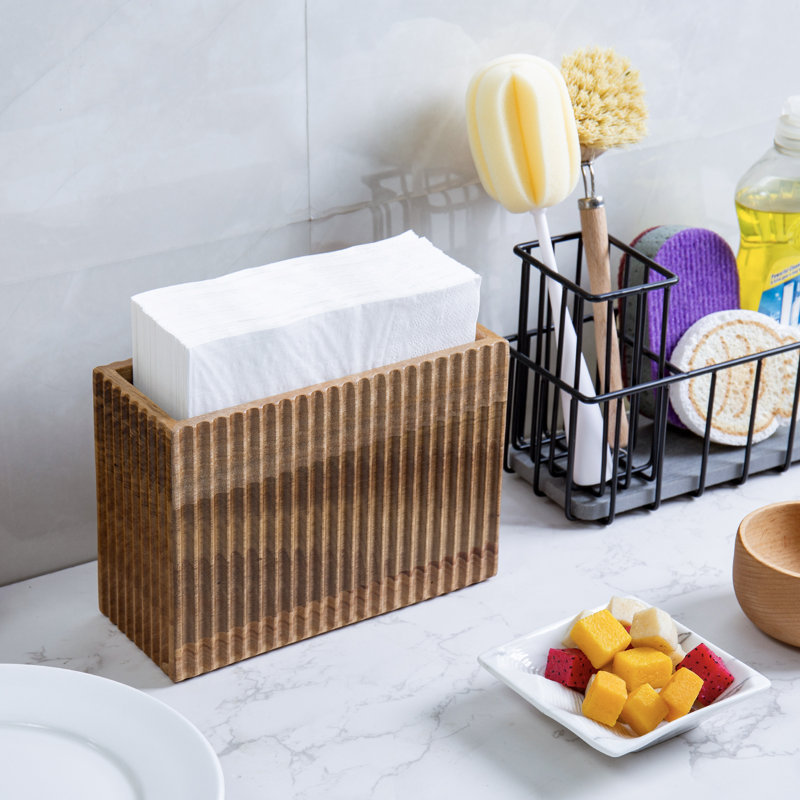 Solid Acacia Wood Upright Napkin Holder