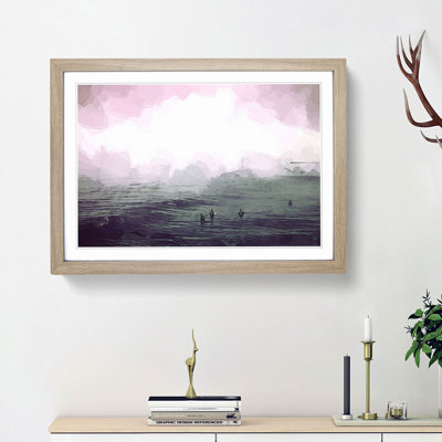 Surfers in the Water in Abstract - Picture Frame Graphic Art Print