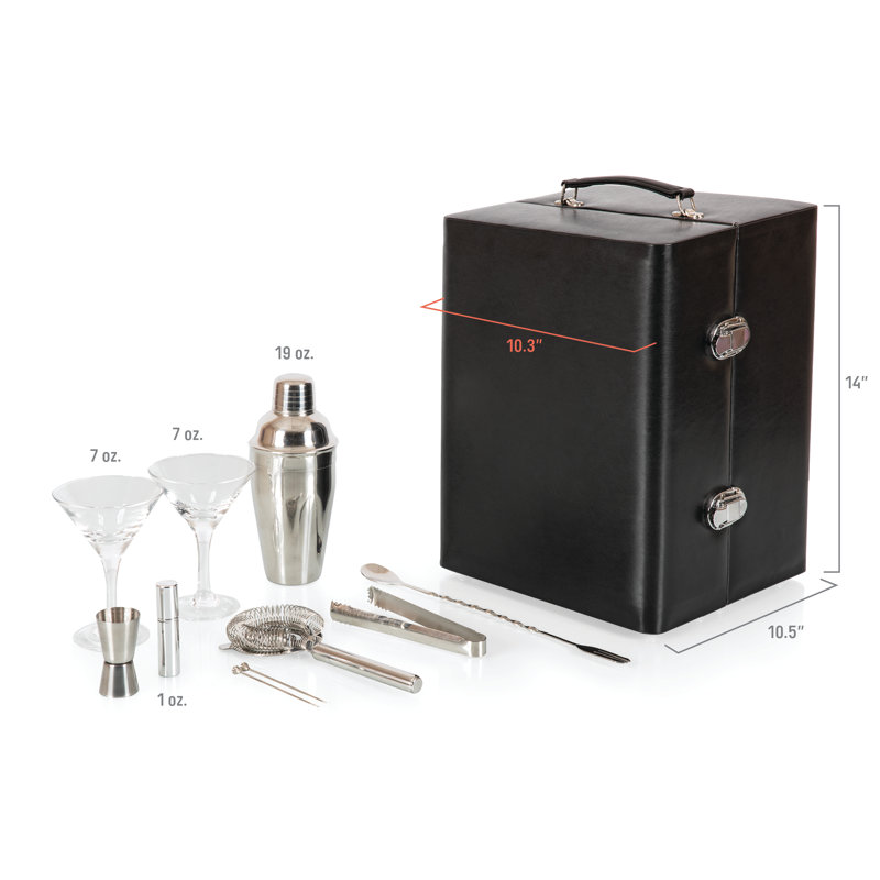 Manhattan Cocktail Case - Stainless Steel Premium Bartender Kit Rene, Black