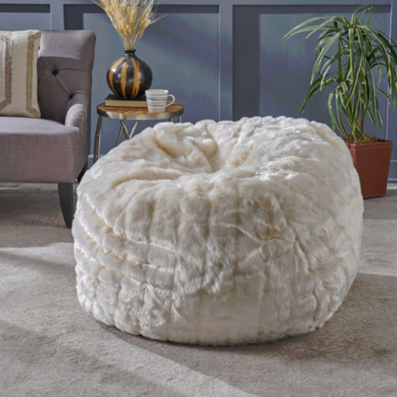 Fauteuil à billes moderne en fausse fourrure de 3 pieds de couleur blanche