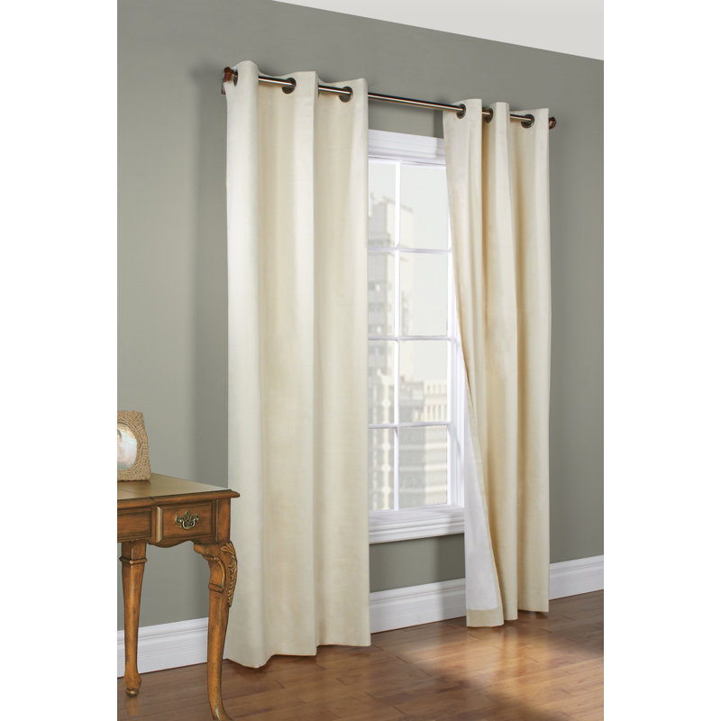 Mcgowen 100% Cotton Solid Room Darkening Thermal Grommet Curtain Panels, 40" W x 63" L, Natural