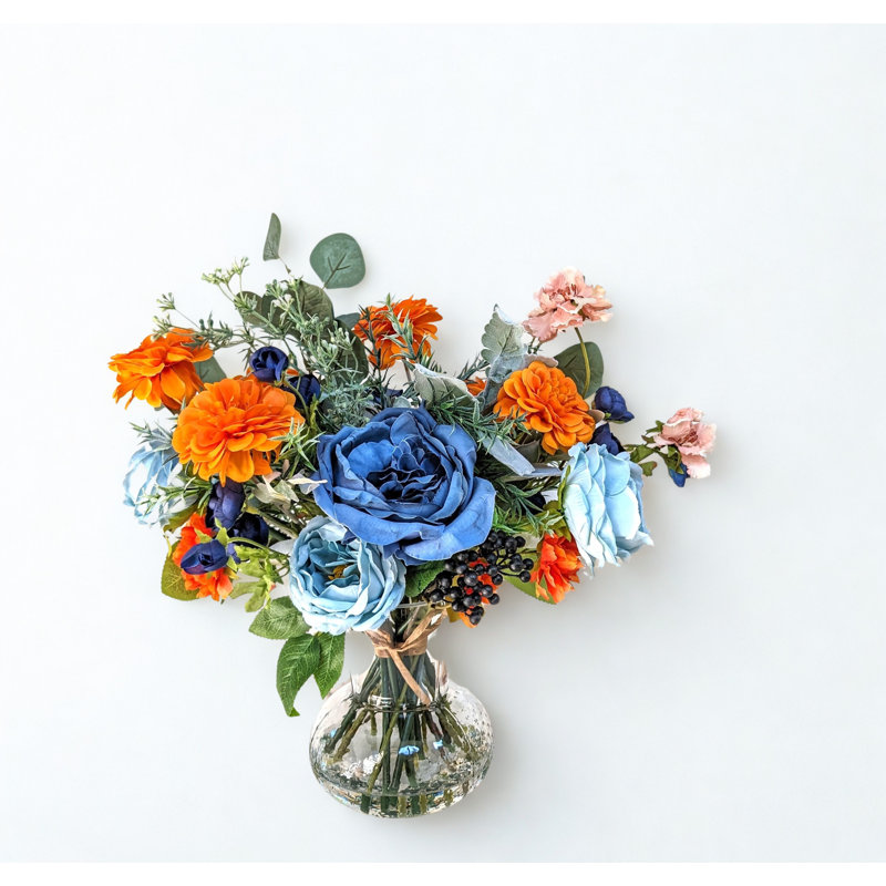 Silk Roses Arrangement in Vase