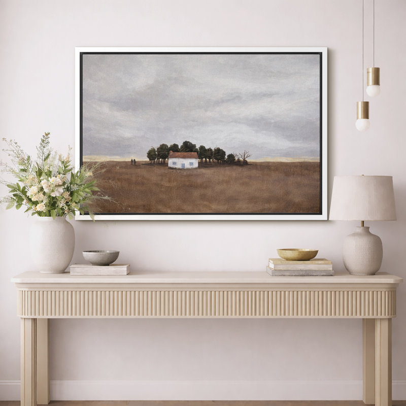 Œuvre de paysage minimaliste de maison rustique, photos de salon, impression sur toile giclée sur toile encadrée