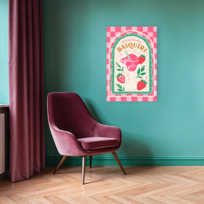 «Sweet Strawberry Daiquiri», impression d'art rétro rétro sur un fruit abstrait, H 36 po x l 24 po