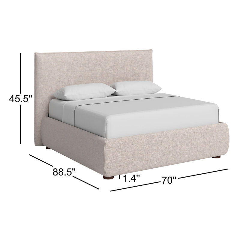 Timothy Upholstered Low Profile Platform Bed, Queen, Wheat Basketweave, 45.5