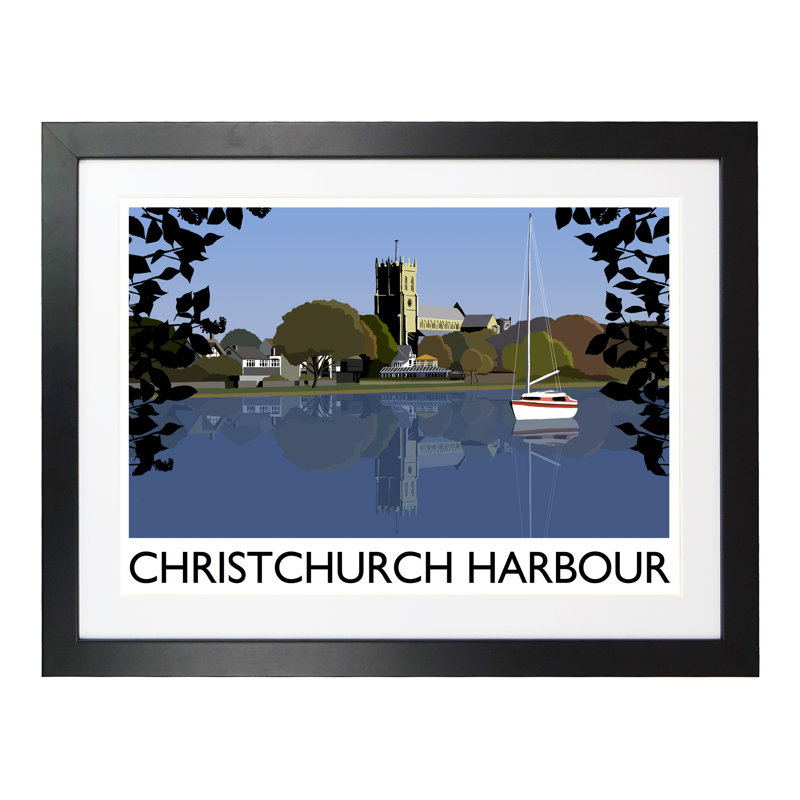 Christ Church Harbour 2 1 Piece Wall Art, 44 cm H x 54 cm W x 2.2 cm D, Black Wood Frame