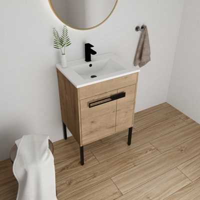 Arnoltice 24.06'' Single Bathroom Vanity with Ceramic Top