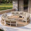 Ensemble de conversation de patio en aluminium demi-lune pour 3 personnes avec coussins et table basse-669800944-672642505
