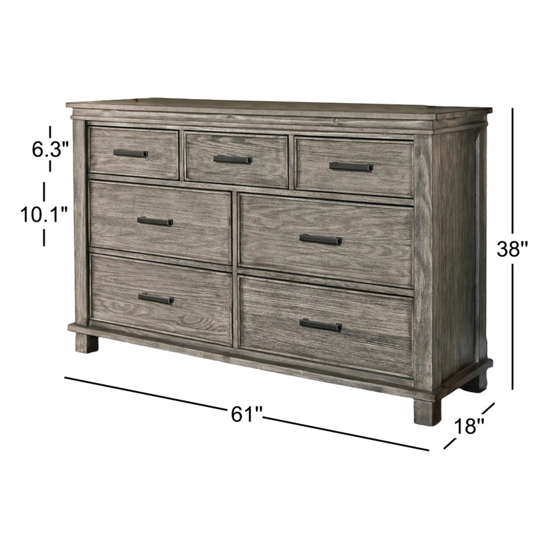 Commode 7 tiroirs Remy, Bleu gris