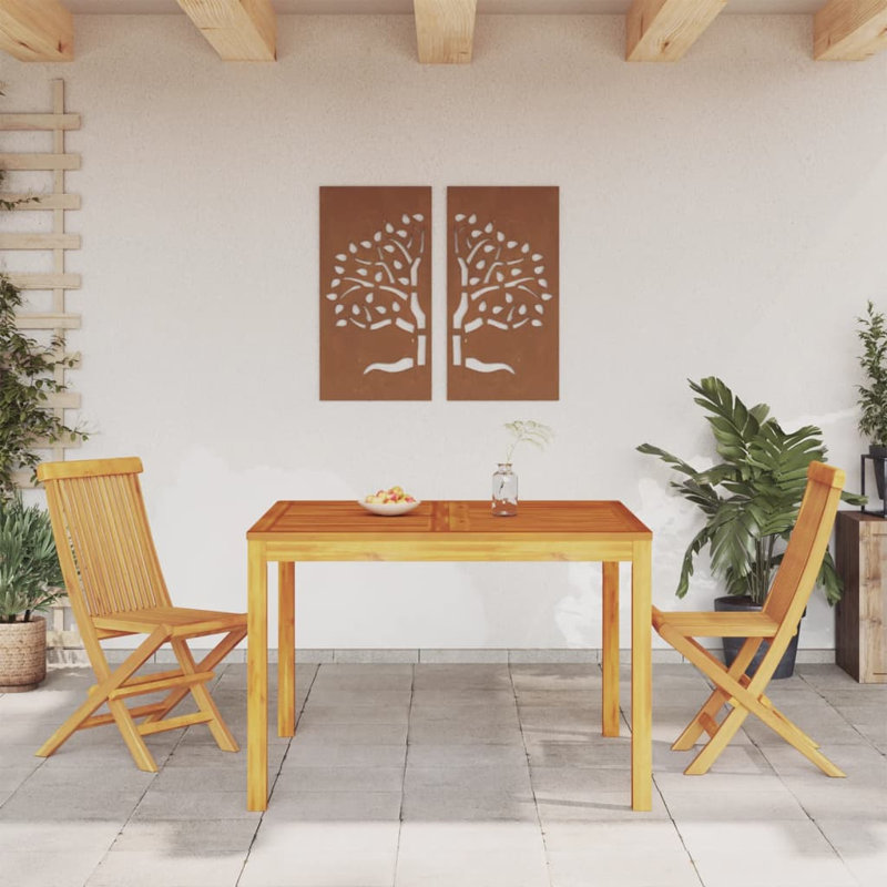 Izabelle Square Outdoor Dining Table, Light Brown, 75cm H x 110cm W x 110cm L