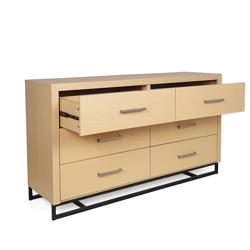 Commode double 6 tiroirs Annyston, Noyer / Noir