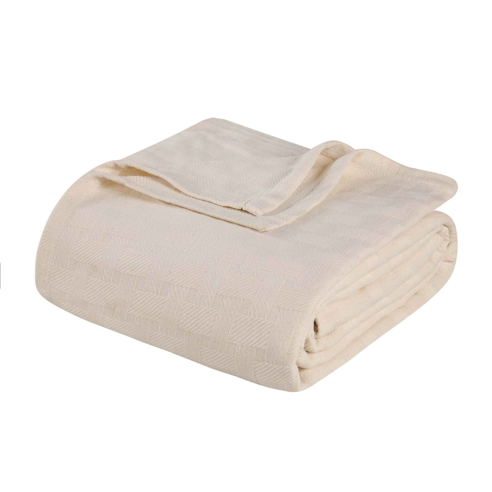 Bertie Cotton Machine Woven Throw Blanket, Ivory, Twin