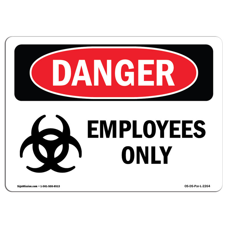 Employees Only Aluminum Sign 12 x 18, 12" H x 18" W x 0.1" D