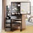 29.2" Small Space Left Bedside Cabinet Vanity Table + Cushioned Stool-1907936229