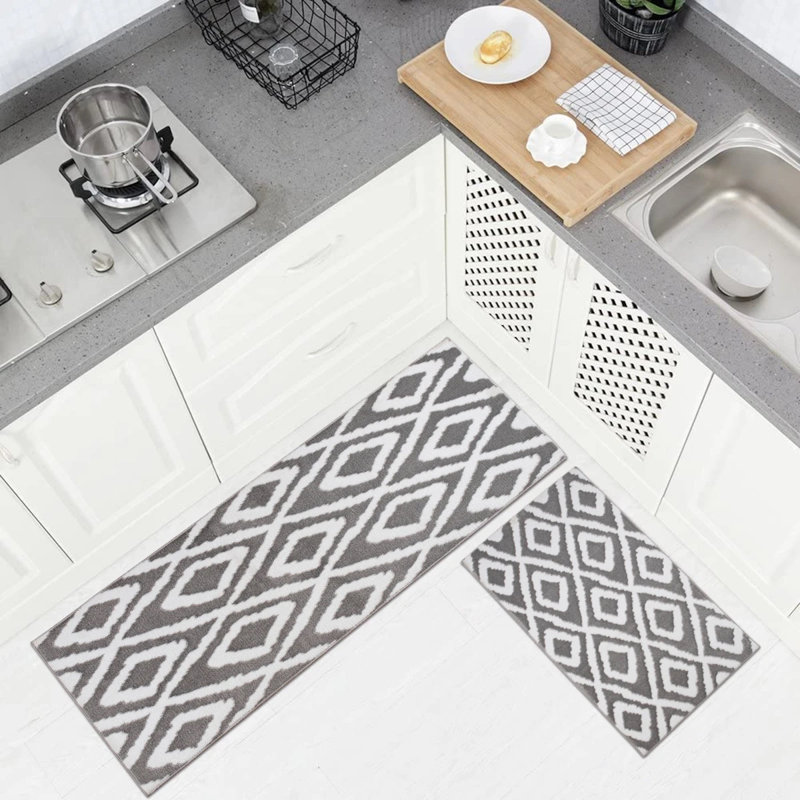 Ensemble de 2 tapis de cuisine antidérapants et lavables Sofihas, Ensemble 2 pièces 59 po x 24 po + 35 po x 24 po