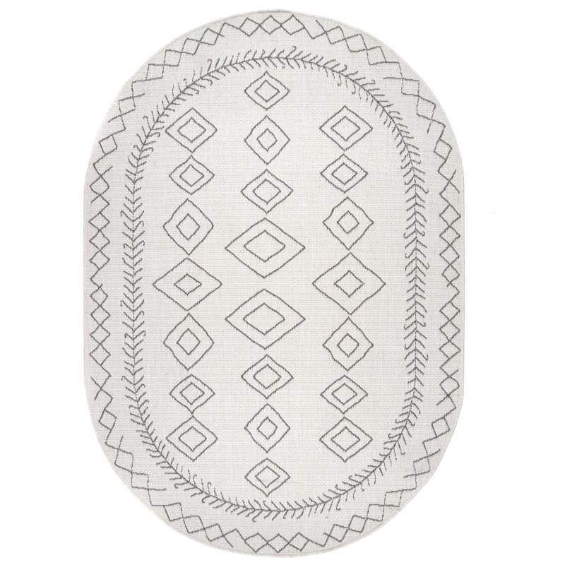 Tapis intérieur / extérieur Ezri Diamond, Oval 8 pi x 10 pi