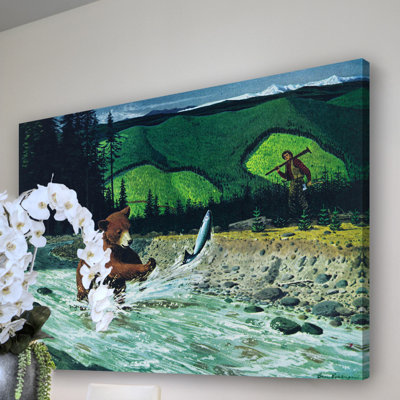 « catching saumon », reproduction d’art sur toile tendue
