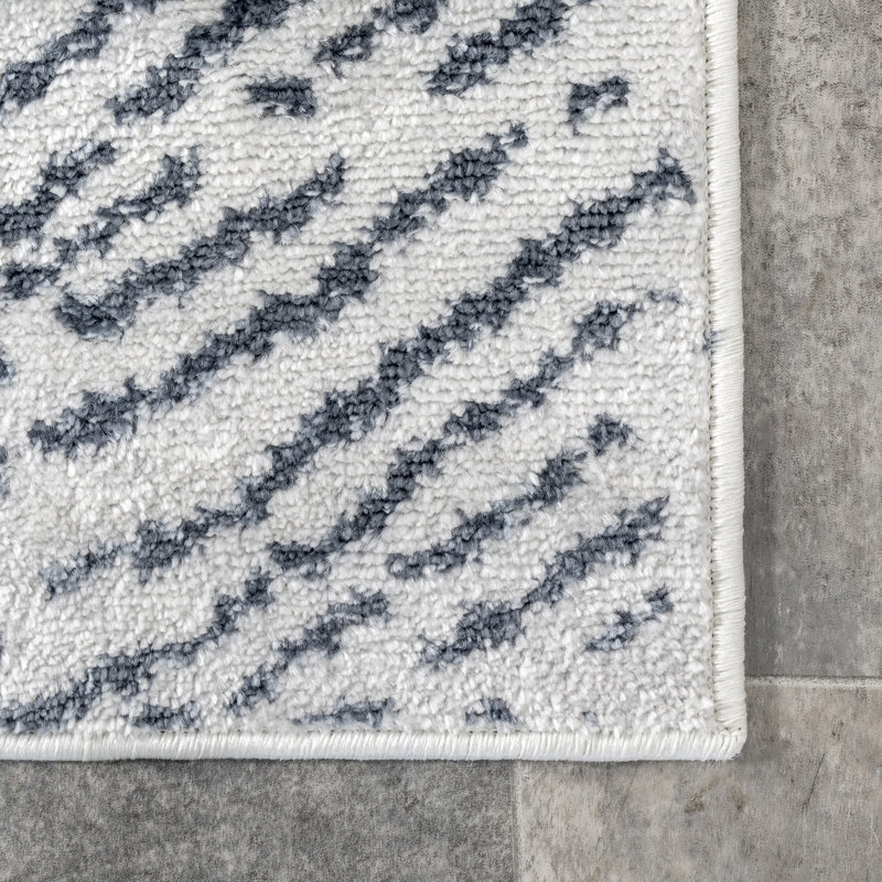 Honiton Abstract Blue Area Rug, Rectangle 4'3" x 6'