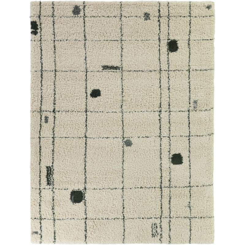 Hargraves Beige/Green Scandinavian Modern Area Rug, Rectangle 5'3" x 7'