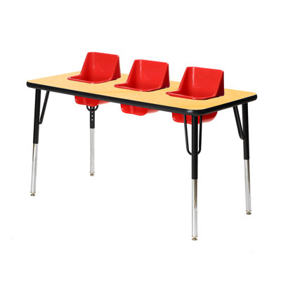 Laminate Adjustable Rectangle 3 Students Activity Table & Chairs